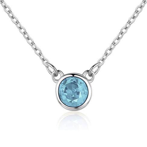 Stříbrný náhrdelník s kulatým tyrkysovým kamenem NB-2087-Q