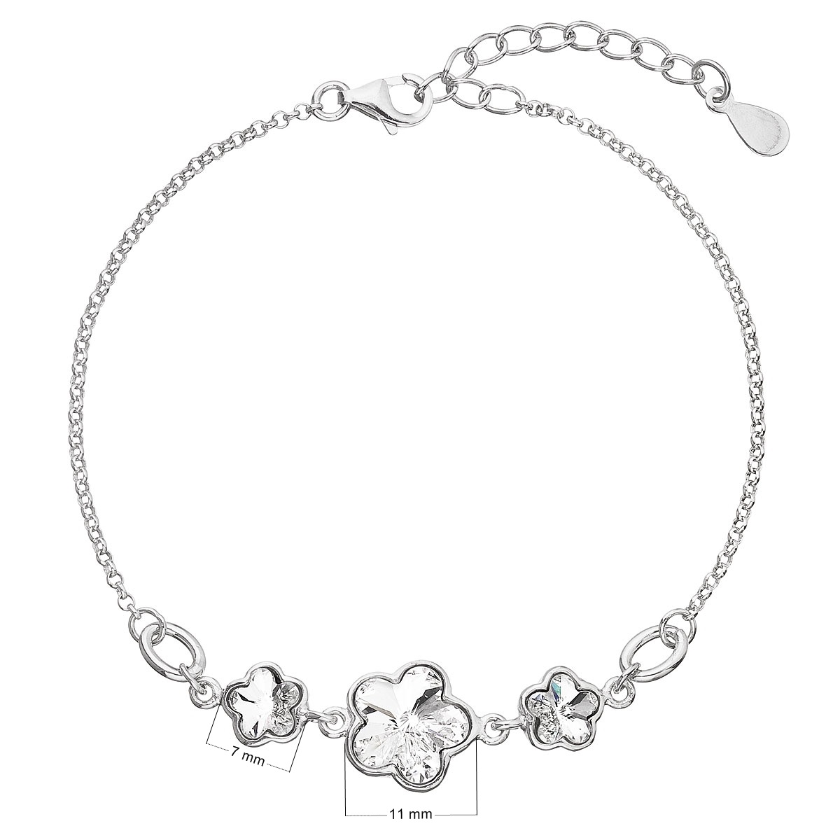 Stříbrný náramek s kytičkami Crystals from Swarovski® Crystal EG7050-CR