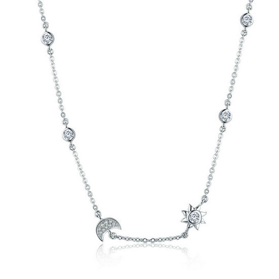 Stříbrný náhrdelník s čirými zirkony NB-2098