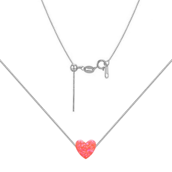 Stříbrný náhrdelník srdce opál NBS03-OP57