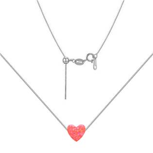 NBS03-OP57 Stříbrný náhrdelník srdce opál