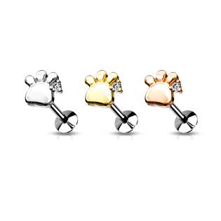 Šperky4U Piercing do brady - tlapka 1,2 x 8 mm - LB1087-RDC