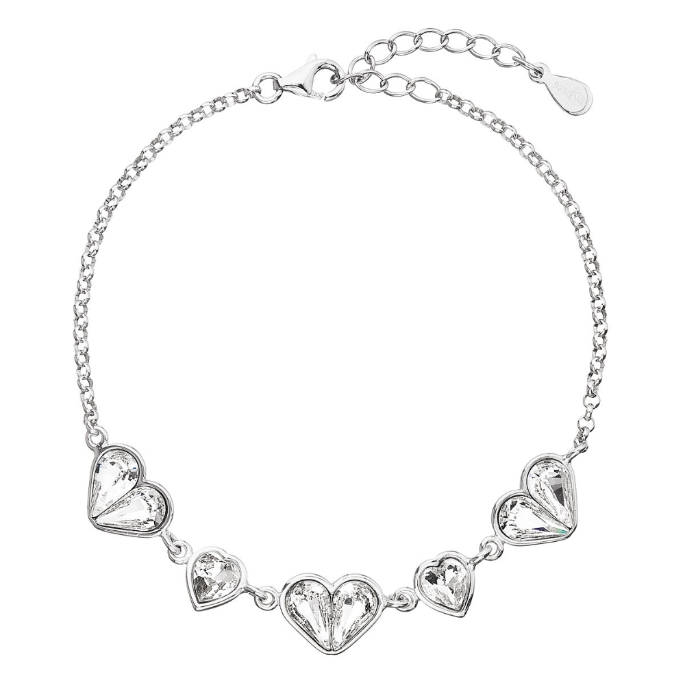 Stříbrný náramek se srdíčky Crystals from Swarovski® EG7051
