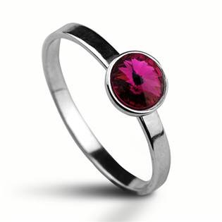 NUBIS® Stříbrný prsten s kamenem Crystals from Swarovski®, barva: FUCHSIA - velikost 50 - CS5940-F-50