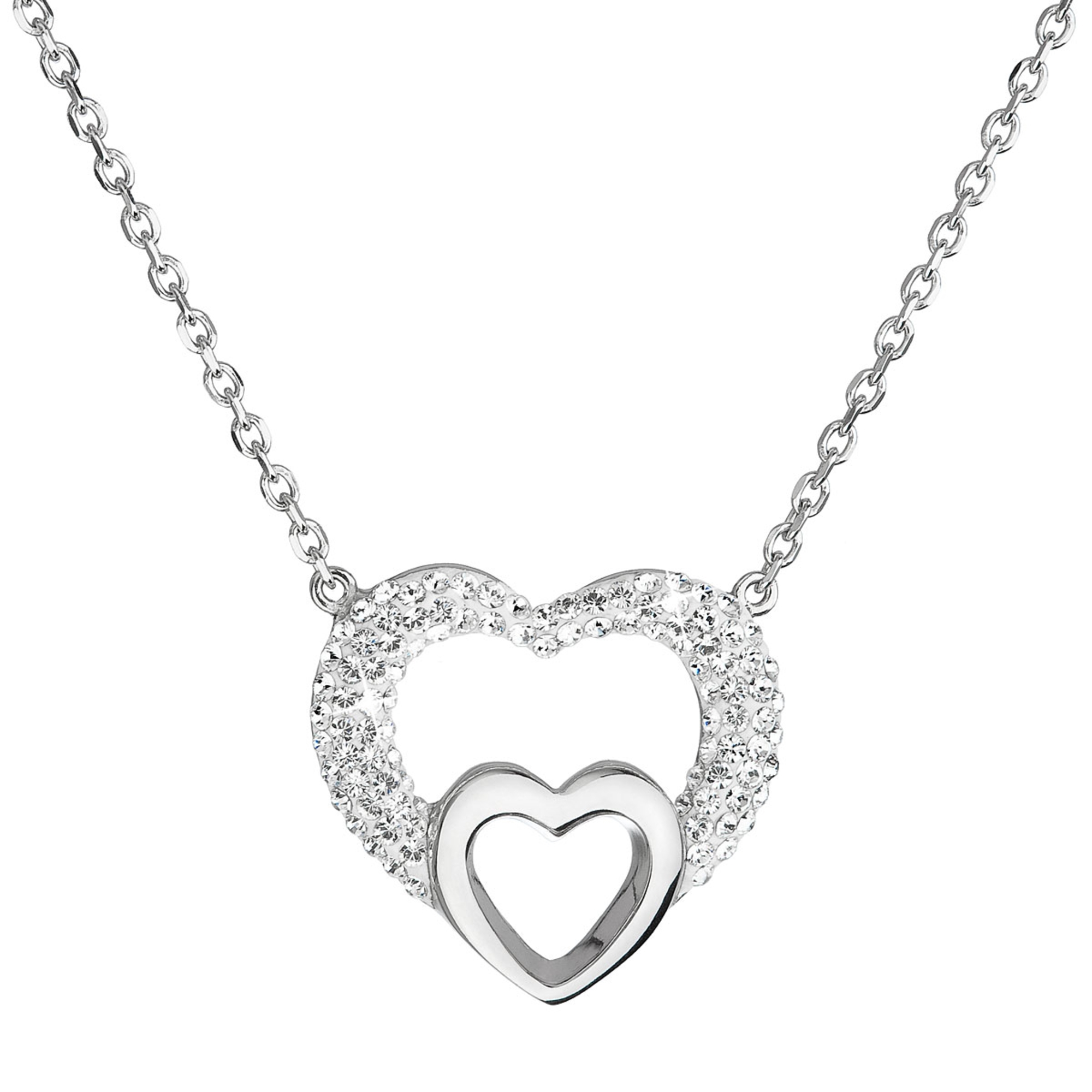 Stříbrný náhrdelník se srdíčky - Crystals from Swarovski® EG4012-CR