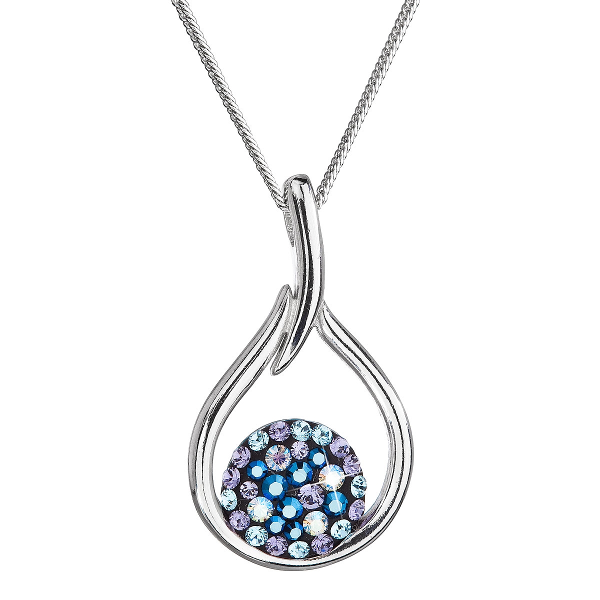 Stříbrný náhrdelník se Swarovski krystaly kapka, Blue Style EG4258-BS