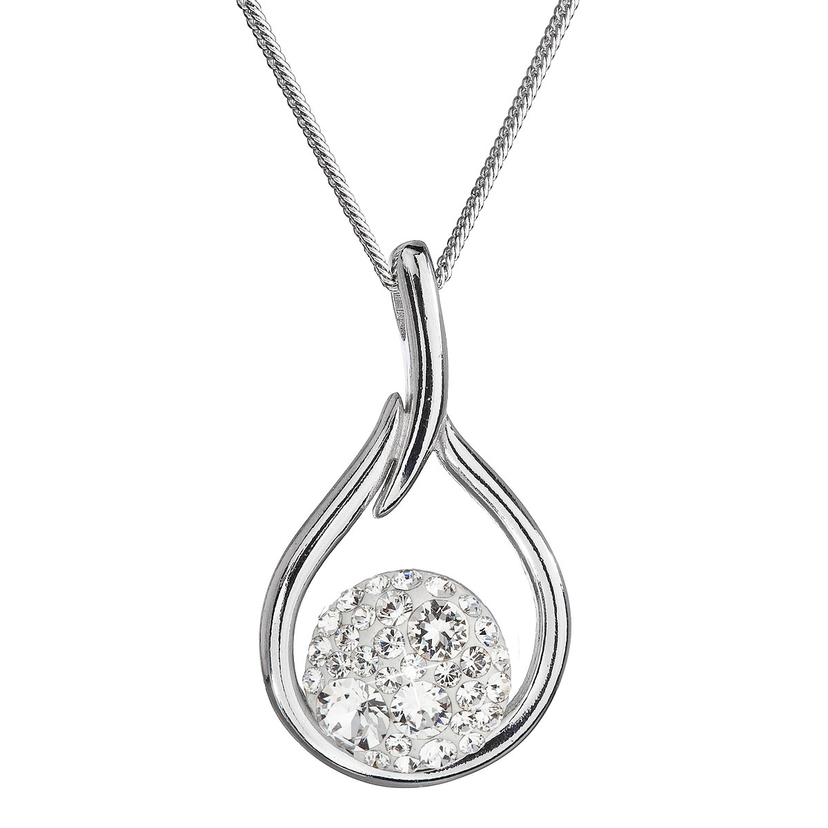 Stříbrný náhrdelník se Swarovski krystaly kapka EG4258-CR
