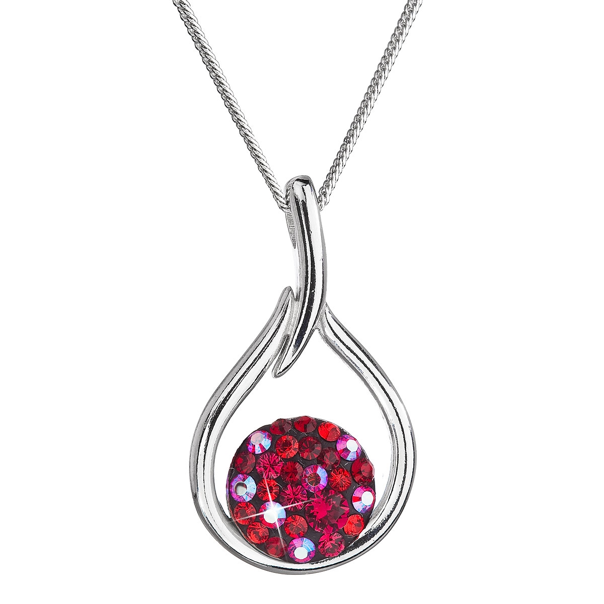 Stříbrný náhrdelník se Swarovski krystaly kapka, Cherry EG4258-CH