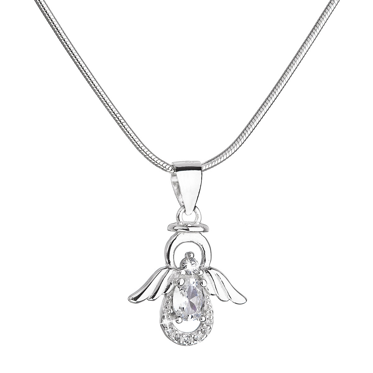 Stříbrný náhrdelník anděl s třpytivými zirkony EG4249