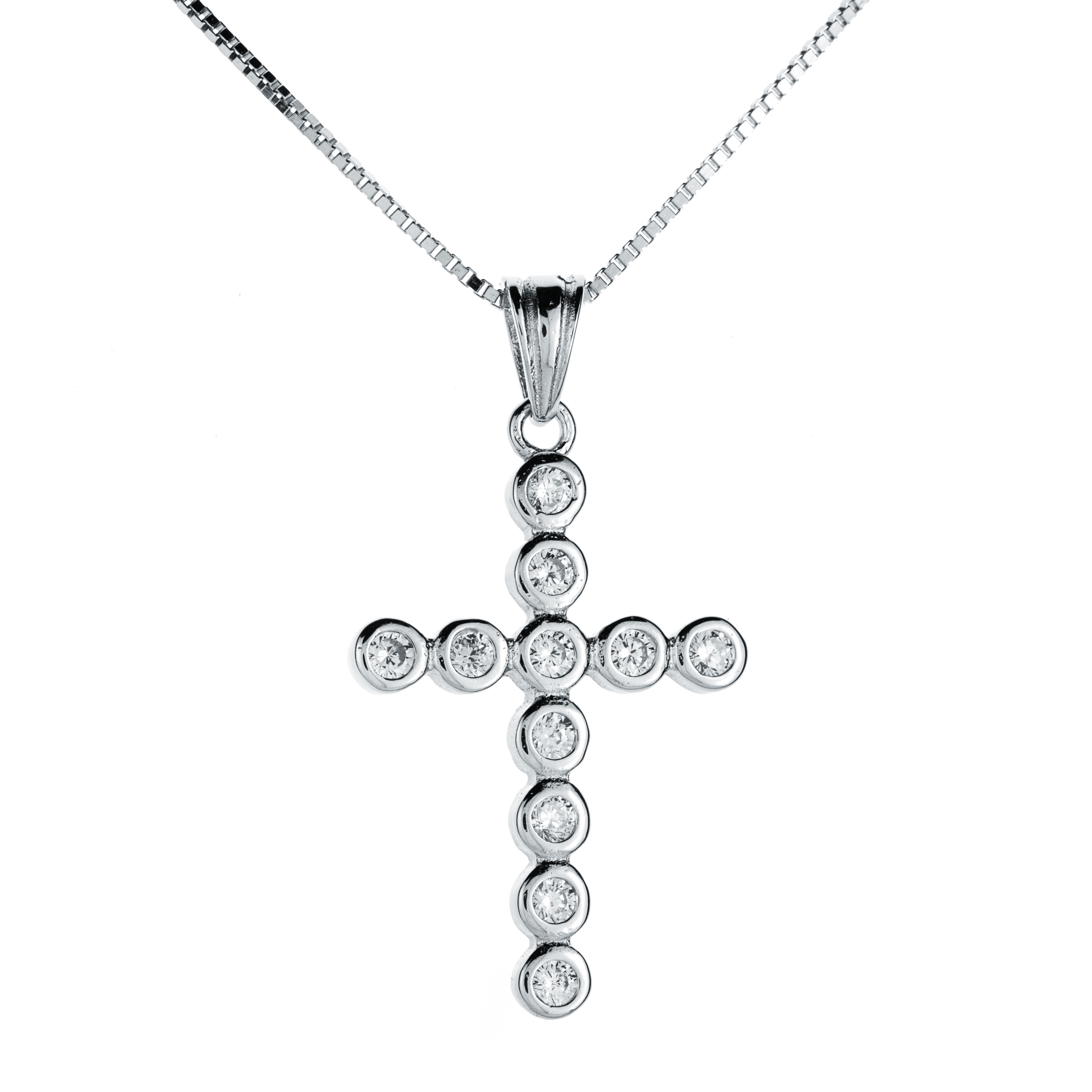 Stříbrný náhrdelník kříž NB-2067