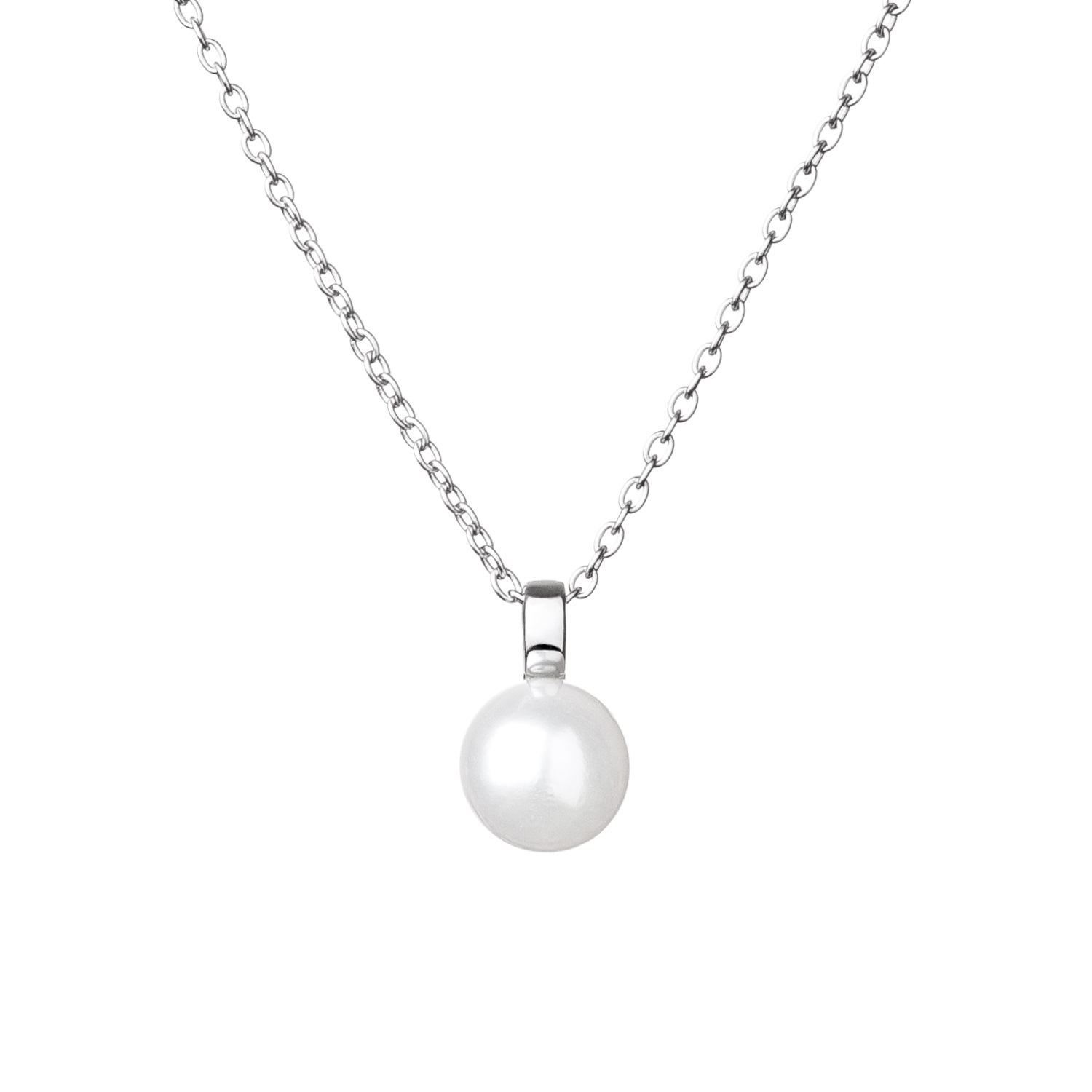 Stříbrný náhrdelník s pravou říční perlou GA3004-WH