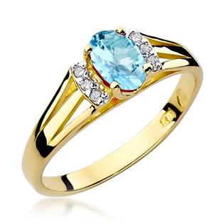 NUBIS® Zlatý prsten s diamanty a topazem, vel. 52 - velikost 52 - W-005GT-52