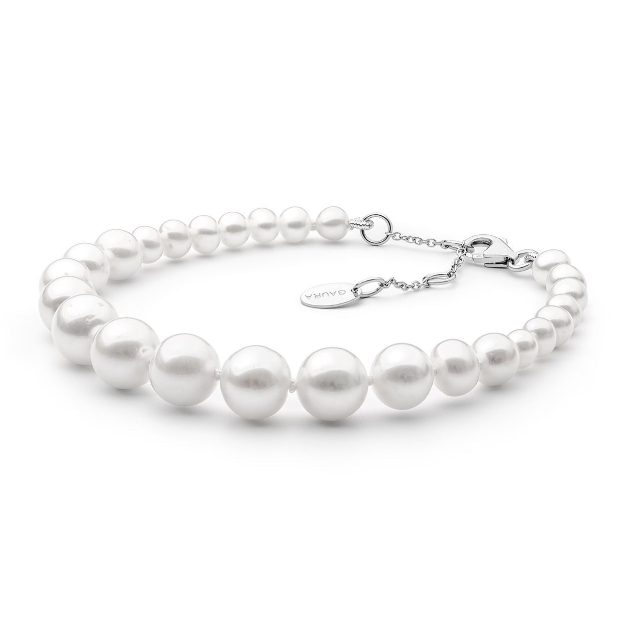 Perlový náramek z pravých říčních perel bílý GA2013-WH