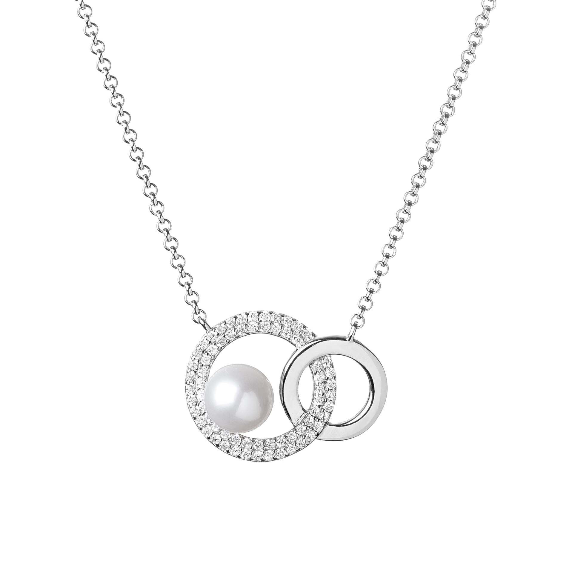 Stříbrný náhrdelník s pravou říční perlou GA3027