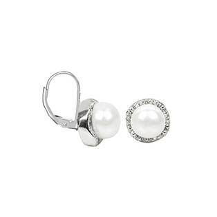 NB-3448 Stříbrné perlové náušnice se zirkony