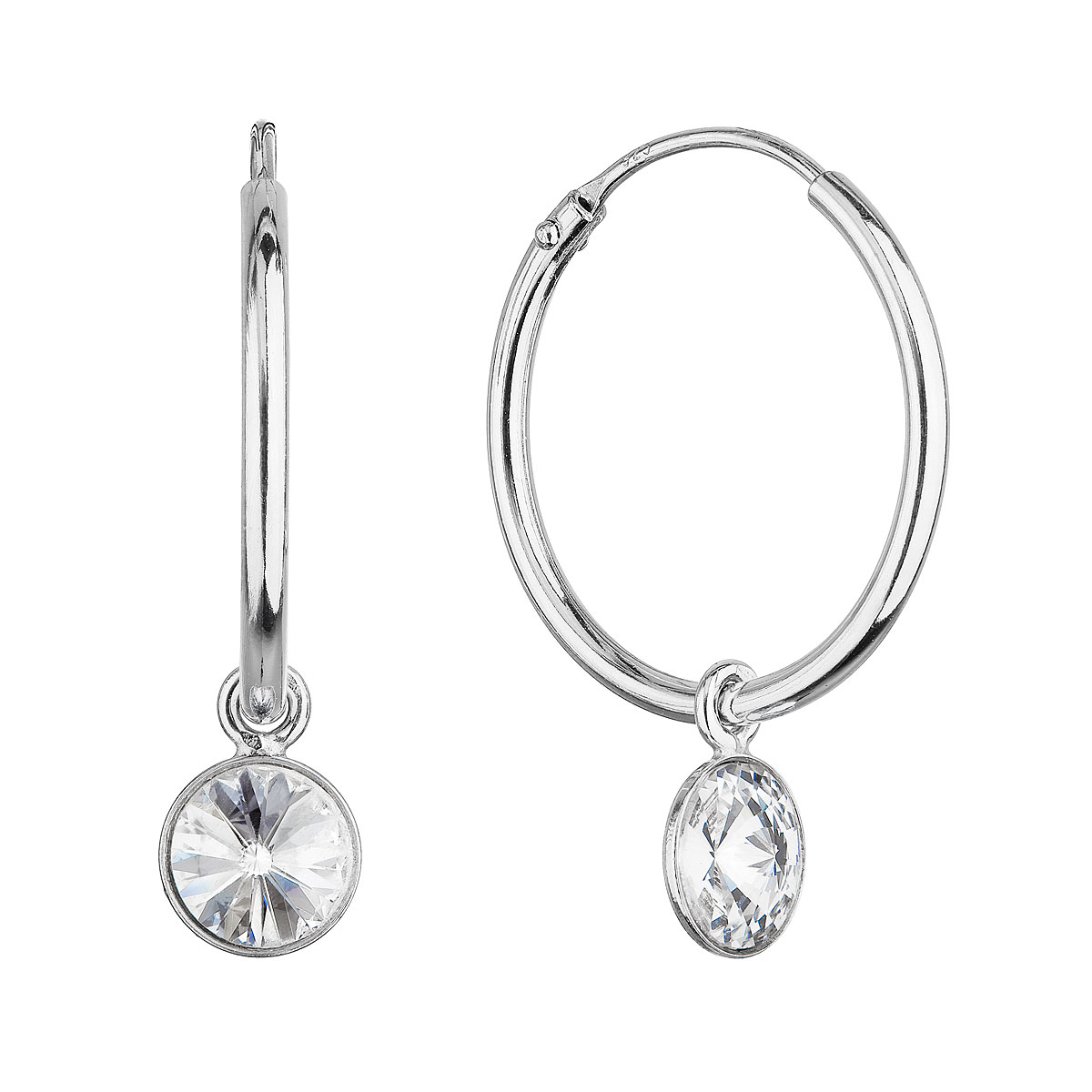 Stříbrné náušnice kruhy se Swarovski krystalem, Crystal EG2905-CR