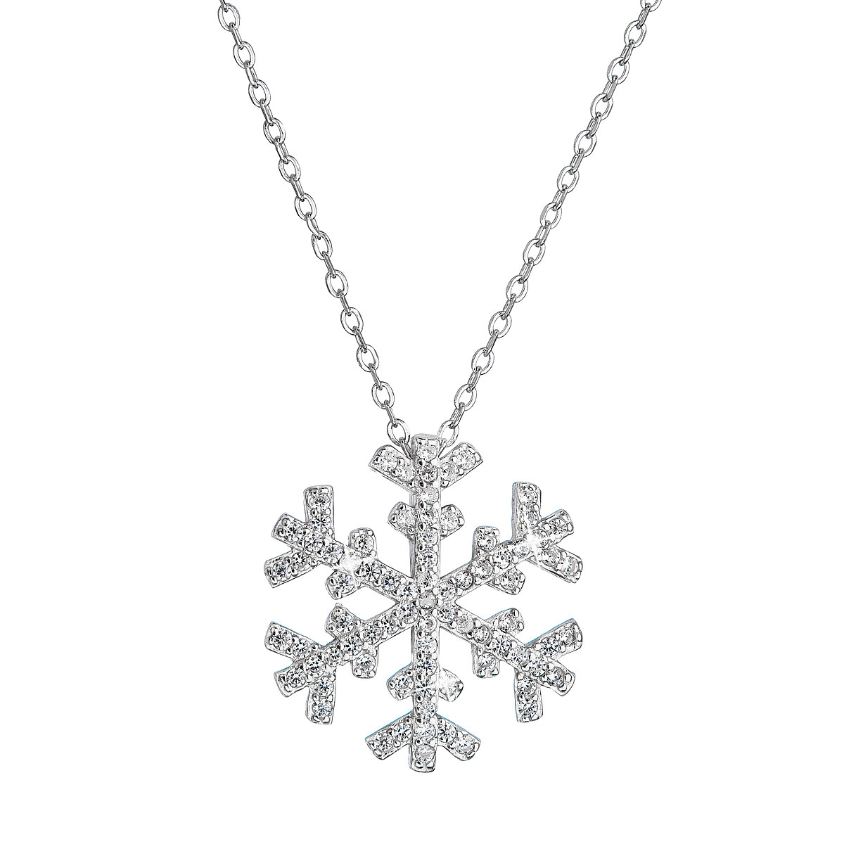 Stříbrný náhrdelník se zirkony sněhová vločka EG4263
