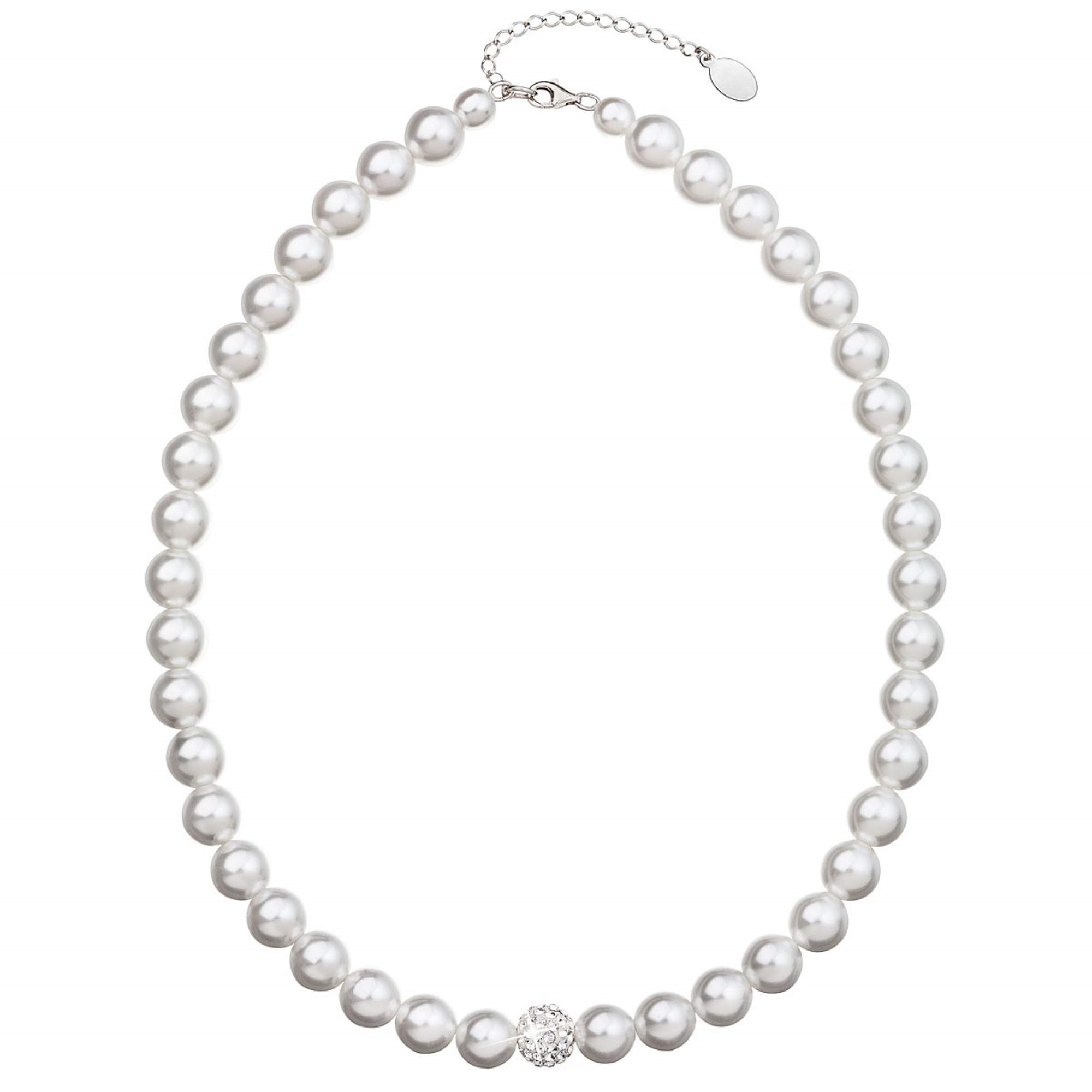 Perlový náhrdelník bílý s Preciosa krystaly EG4271