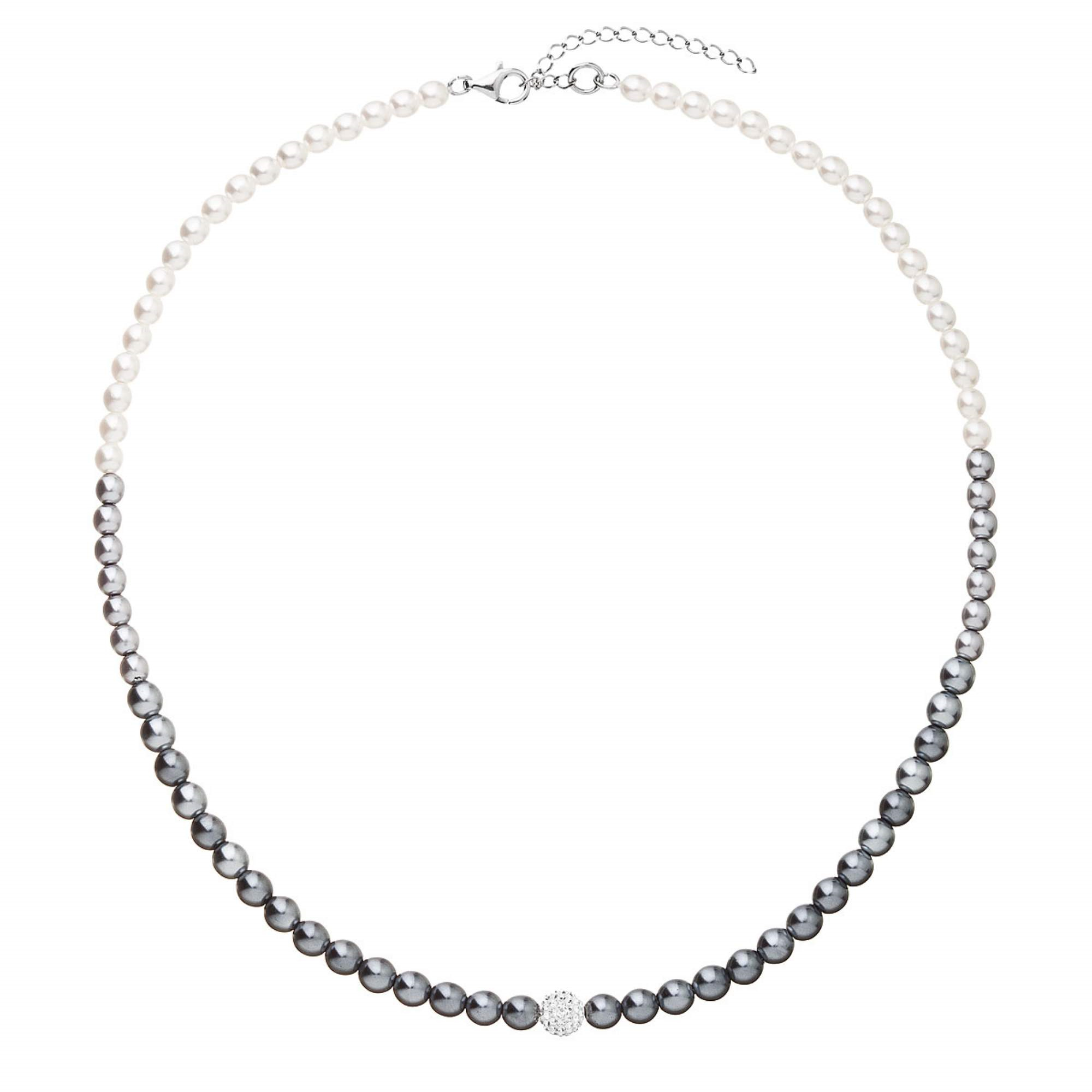 Perlový náhrdelník bílo-šedý s Preciosa krystaly EG4270