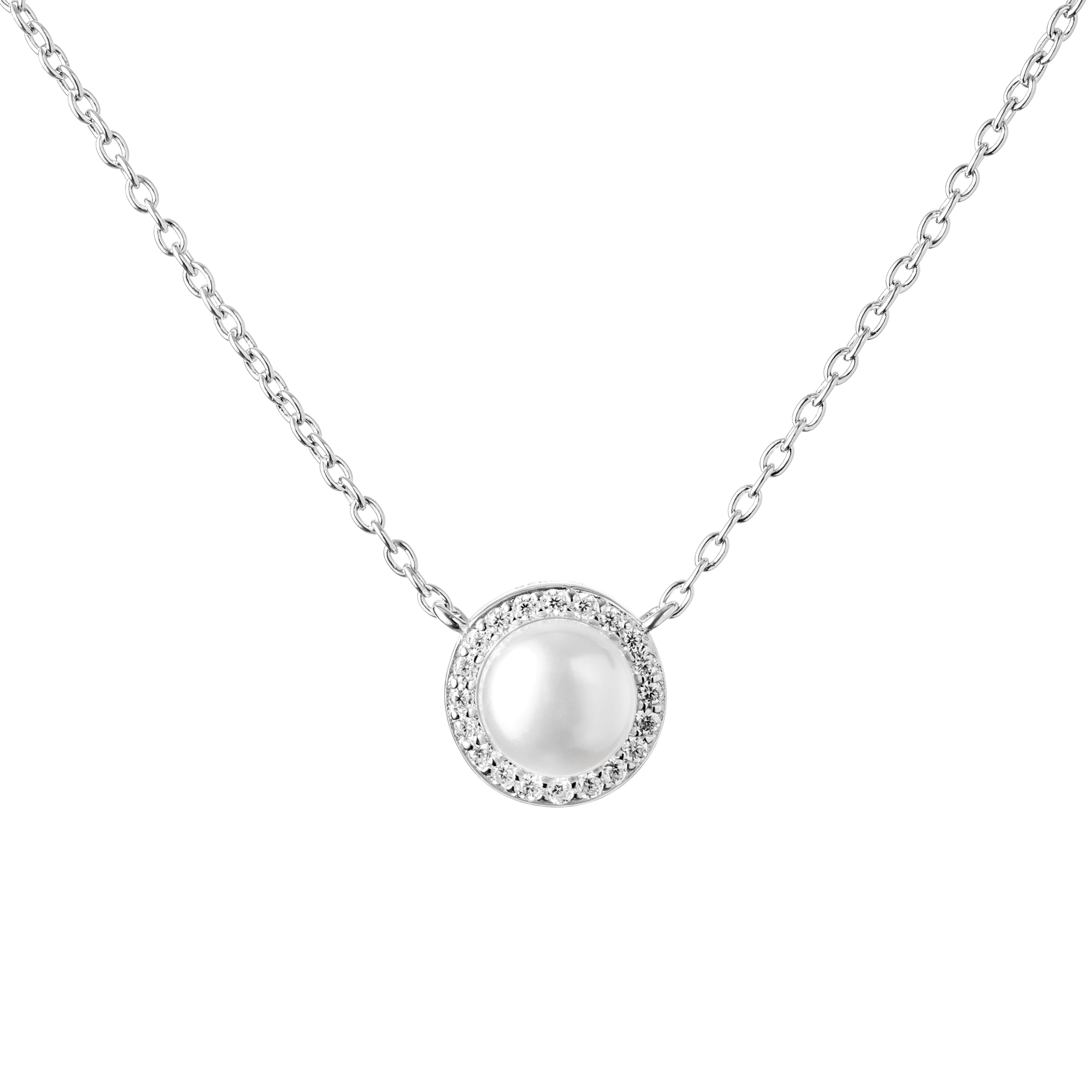 Stříbrný náhrdelník s pravou říční perlou GA3041-WH