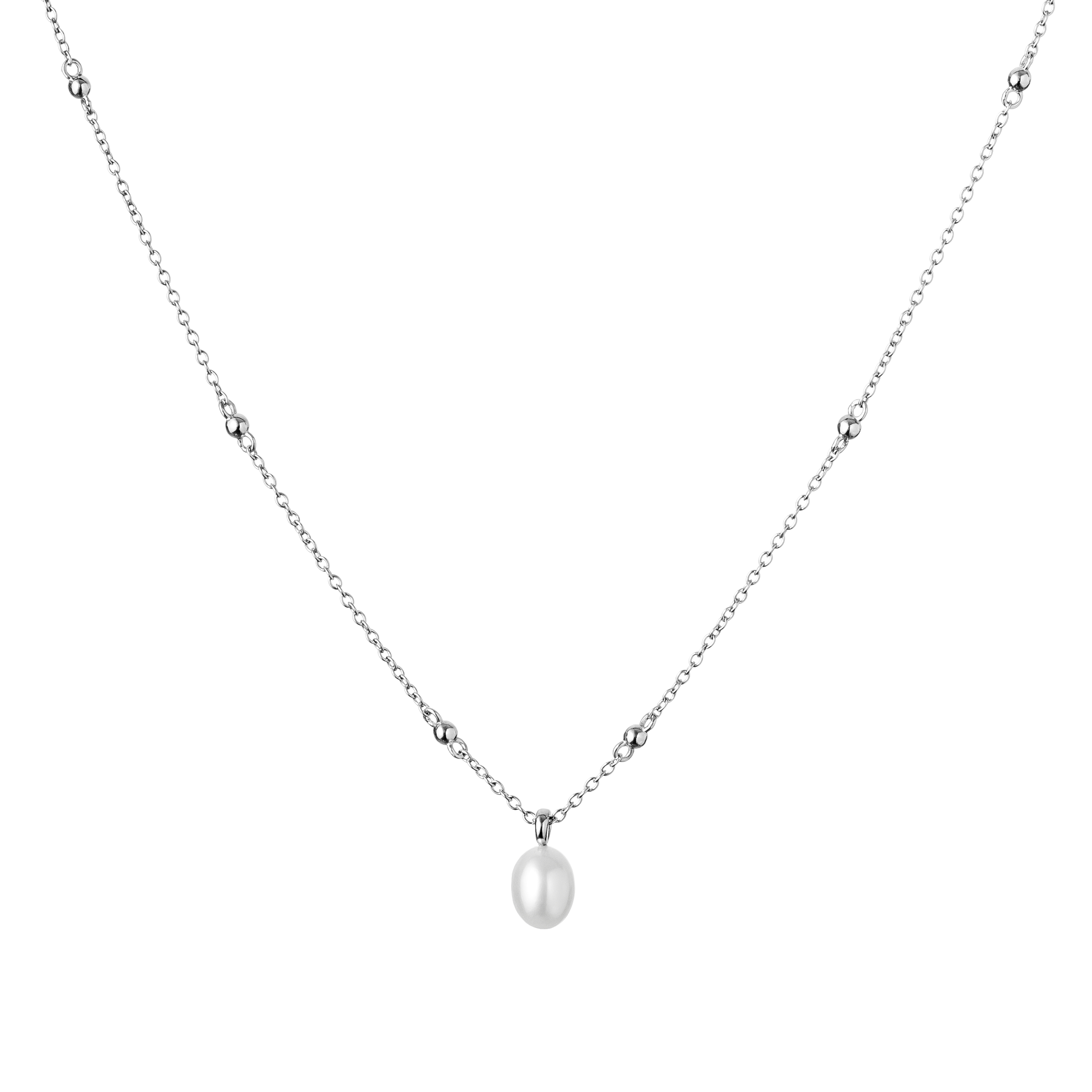 Stříbrný náhrdelník s pravou říční perlou GA3050-WH