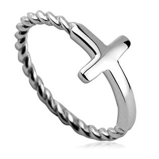 Šperky4U Stříbrný prsten kříž - velikost 53 - ZB82014-53