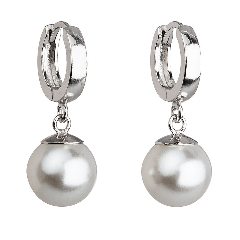 Stříbrné náušnice s perlou Preciosa EG2806-WH
