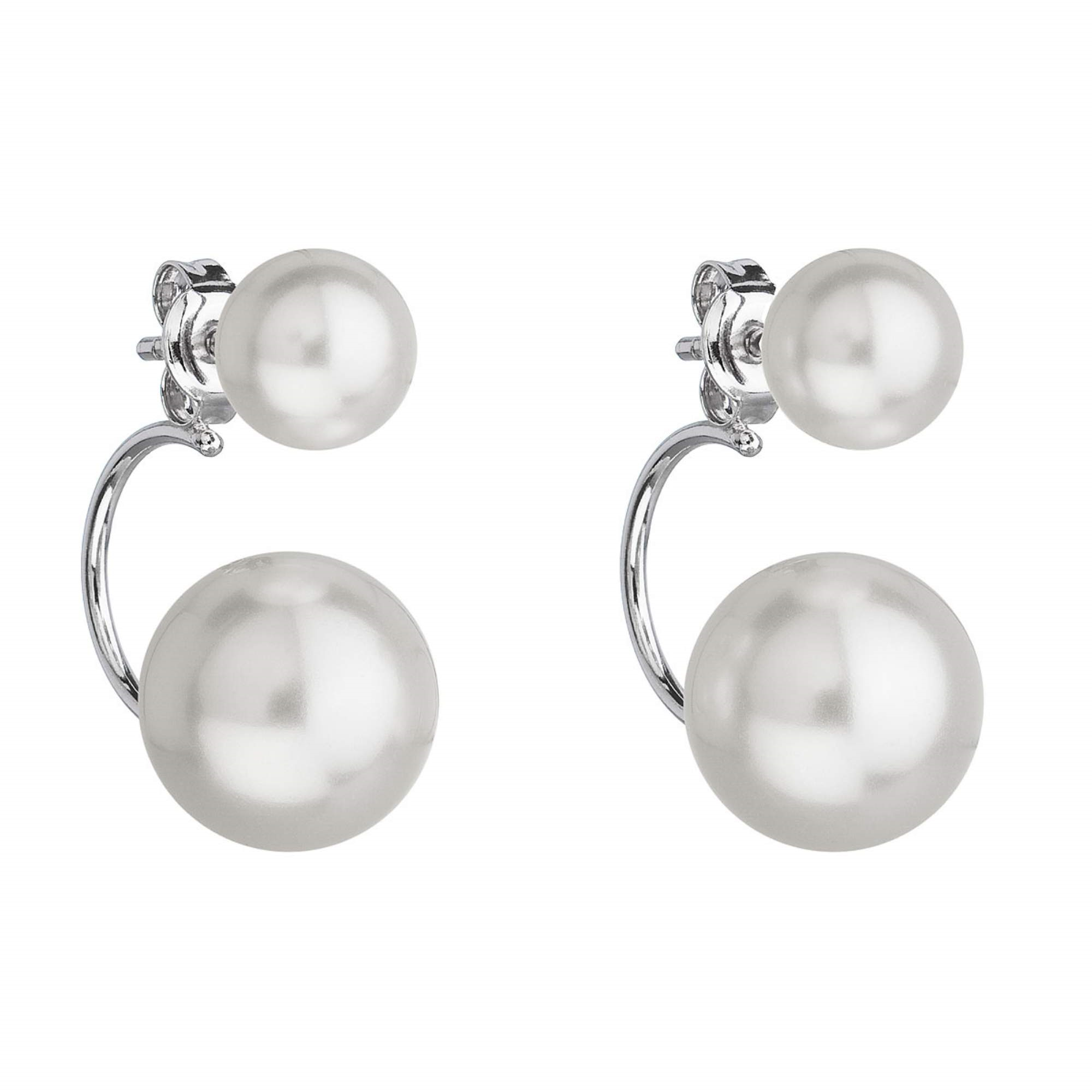 Stříbrné náušnice dvojité s perlou Preciosa EG2936-WH