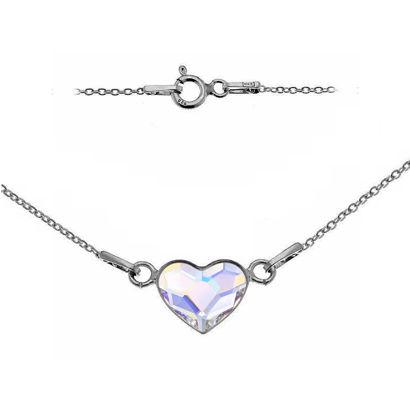 Stříbrný náhrdelník se srdcem Crystals from Swarovski® Crystal AB NB-0200-AB
