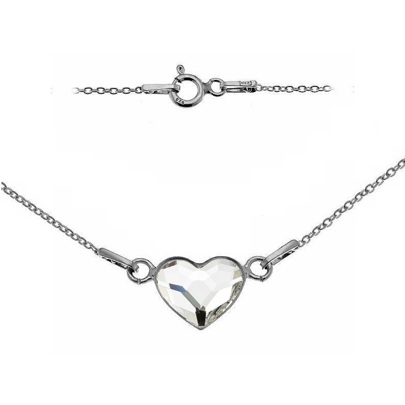 Stříbrný náhrdelník se srdcem Crystals from Swarovski® Crystal NB-0200-CR