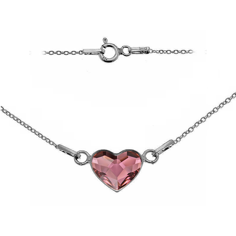 Stříbrný náhrdelník se srdcem Crystals from Swarovski® Antique Pink NB-0200-AP