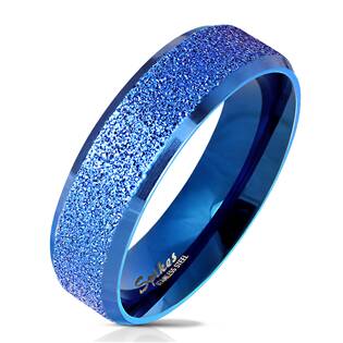Šperky4U Modrý ocelový prsten pískovaný, šíře 6 mm - velikost 67 - OPR0079-67