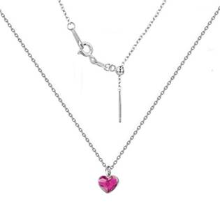 NB-0204-FU Minimalistický stříbrný náhrdelník se srdcem Crystals from Swarovski® Fuchsia
