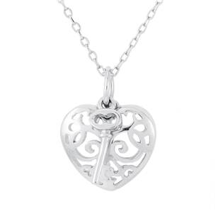 NB-2199 Stříbrný náhrdelník srdce s klíčkem