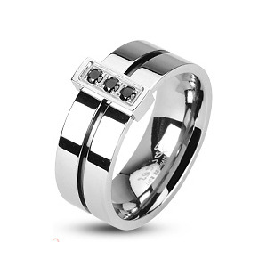Spikes USA Pánský snubní ocelový prsten, šíře 8 mm, vel. 65 - velikost 65 - OPR1390-65