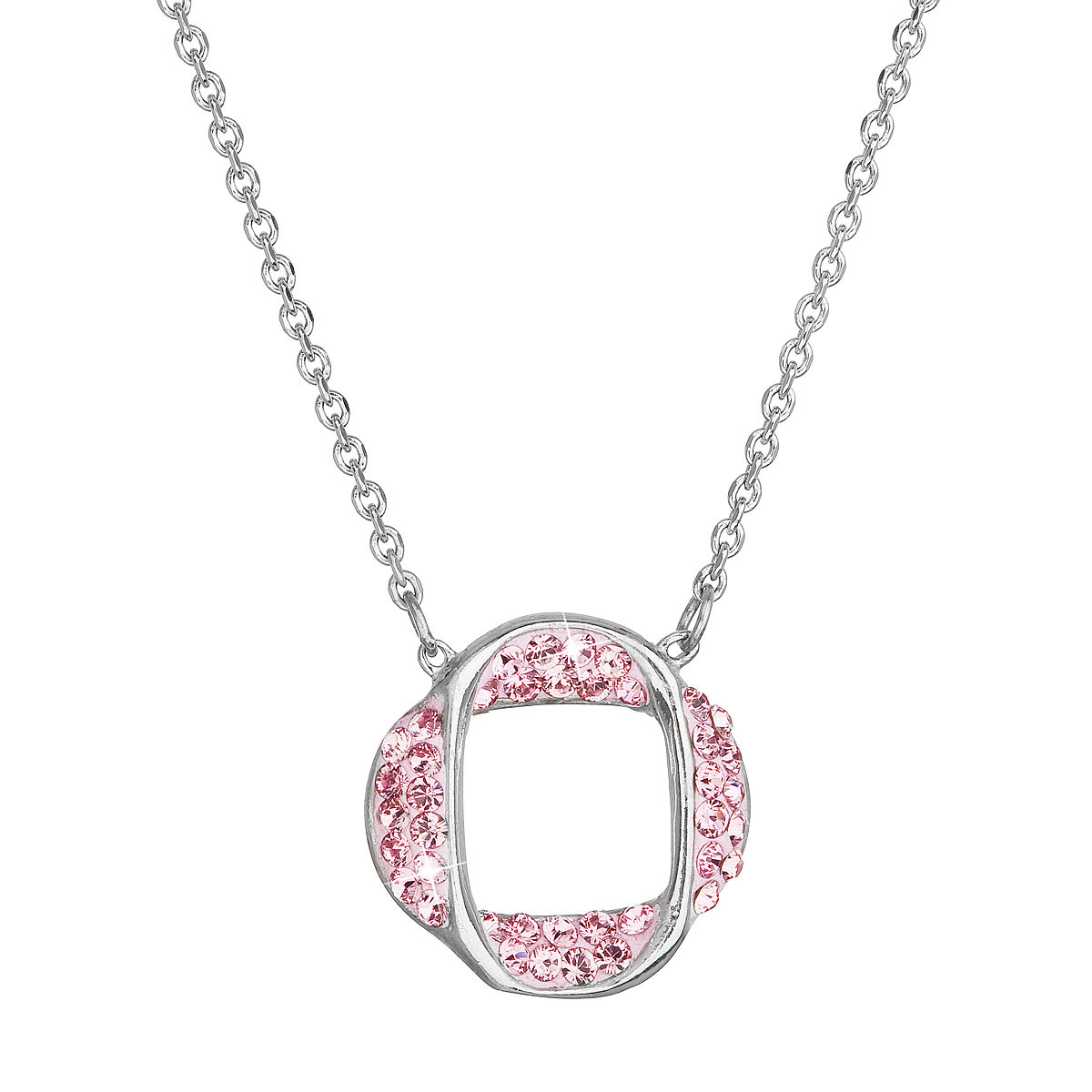 Stříbrný náhrdelník s Crystals from Swarovski® Light Rose EG4003-LR