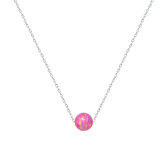 Ocelový náhrdelník s opálem - kulička 6 mm NBP61-OP22