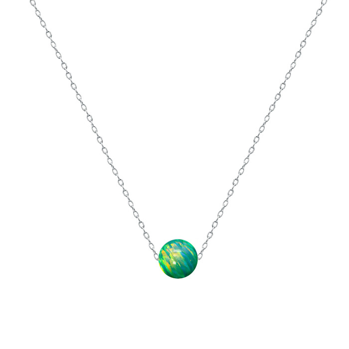 Ocelový náhrdelník s opálem - kulička 6 mm NBP61-OP11
