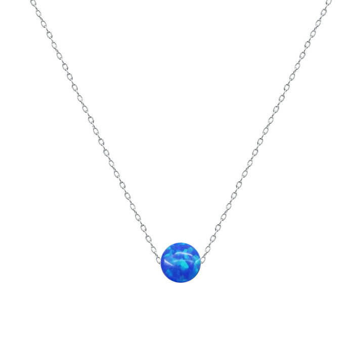 Ocelový náhrdelník s opálem - kulička 6 mm NBP61-OP05