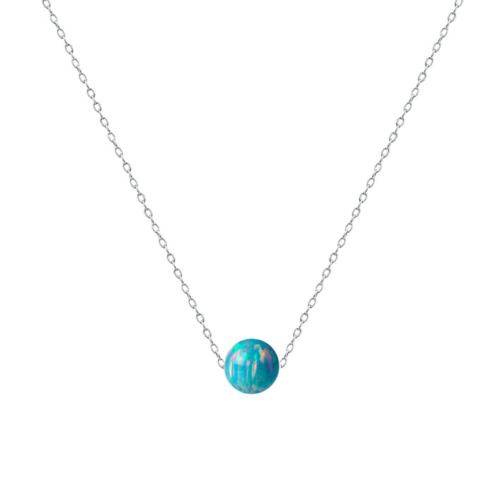 Ocelový náhrdelník s opálem - kulička 6 mm NBP61-OP02