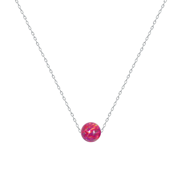 Ocelový náhrdelník s opálem - kulička 6 mm NBP61-OP23