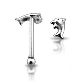 Šperky4U Stříbrný piercing do nosu - delfín - N01018