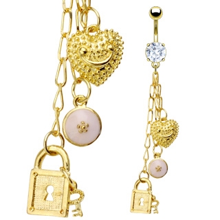 Šperky4U Pozlacený piercing do pupíku "Tiffany" - WP01015