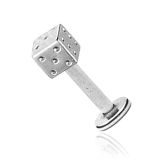 Piercing do brady - labreta - hracia kocka 1,6 x 10 mm