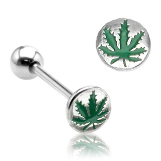 Šperky4U Piercing do jazyku - list marihuany - PJ01045