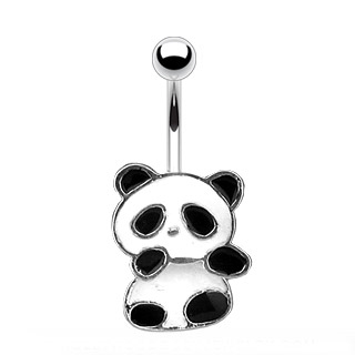 Šperky4U Pohyblivý piercing do pupíku panda - WP01067