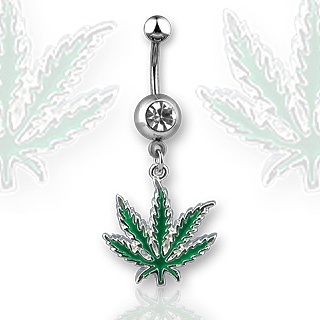 Šperky4U Piercing do pupíku - list marihuany - WP01018