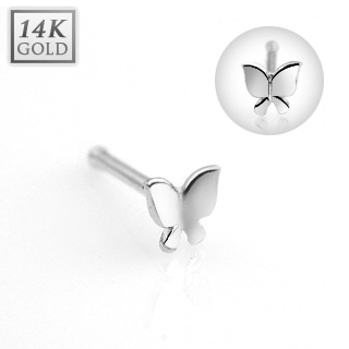 Šperky4U Zlatý piercing do nosu - motýlek, Au 585/1000 - ZL01120-WG