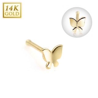 Šperky4U Zlatý piercing do nosu - motýlek, Au 585/1000 - ZL01120-YG