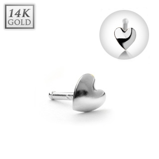Šperky4U Zlatý piercing do nosu - srdíčko, Au 585/1000 - ZL01119-WG